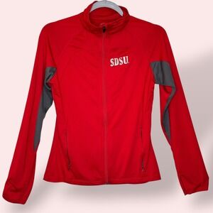 SDSU Full Zip Jacket‎ Athletic Running Thumb Holes Red Gray Womens Size Small